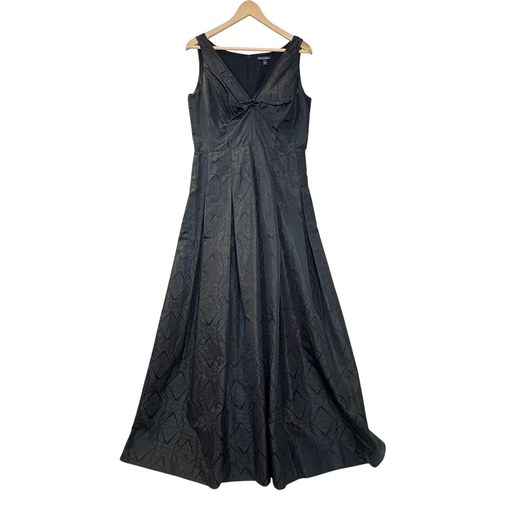 SILK Brooks Brothers Black V Neck Sleeveless Formal Evening Gown Dress Size 8